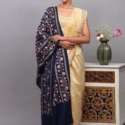 Exotic India Floral Aari Embroidered Shawl image 4