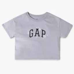 GAP Girls Grey Cotton Embroidery T-Shirt-image-53