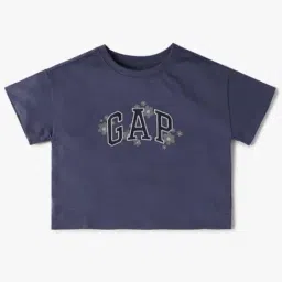 GAP Girls Blue Cotton Embroidery T-Shirt-image-71