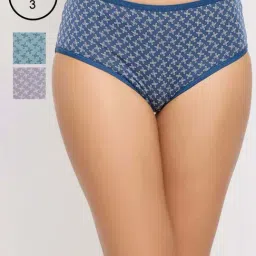 Clovia Blue Cotton Printed Panty - Pack of 3-image-58