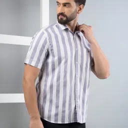 Crimsoune Club Purple Cotton Slim Stripes Shirt image 3
