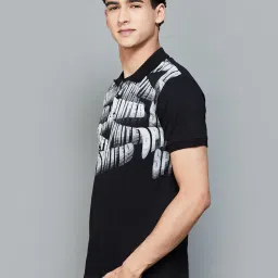Forca by Lifestyle Black Regular Fit Printed Polo T-Shirt image 3