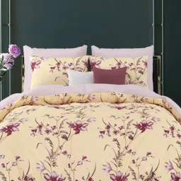 Living Roots Floral Yellow 300 TC Cotton Bedsheet with 2 Pillow Covers-image-39