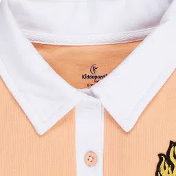 Kiddopanti Peach Cotton Regular Printed Crop Top image 3