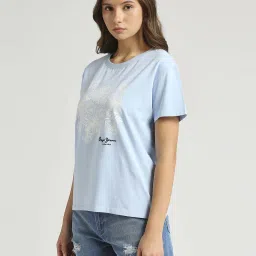 Pepe Jeans Blue Cotton Printed T-Shirt image 3