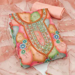 HERE&NOW Embellished Organza Unstitched Dress Material-picture-37