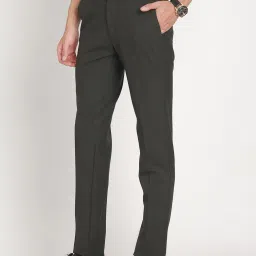 Turtle Green Slim Fit Dobby Trousers image 3