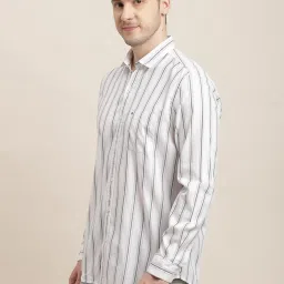 Turtle White Cotton Slim Fit Striped Shirt image 3