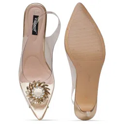 Sherrif Women's Golden Sling Back Stilettos image 3