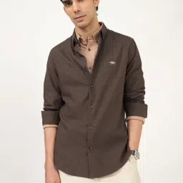 Andamen Brown Regular Fit Solid Casual Shirt-picture-13