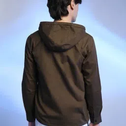 Campus Sutra Brown Regular Fit Hooded Jacket image 2