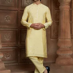 EKATVA ETHNIC Ethnic Motifs Embroidered Mirror Work Chanderi Cotton Kurta With Trousers image 5