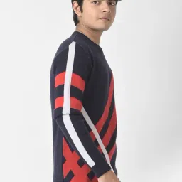 Crimsoune Club Kids Navy & Red Printed Full Sleeves Sweater image 4