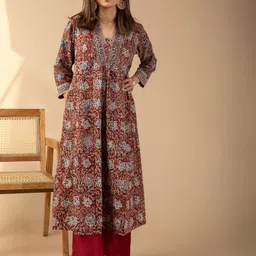 GoSriKi Women Floral Printed Anarkali Kurta with Palazzo-image-2