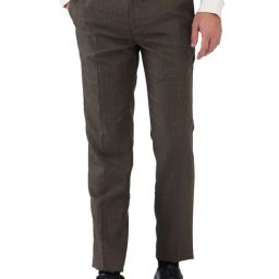 Raymond Brown Slim Fit Self Pattern Trousers-picture-3