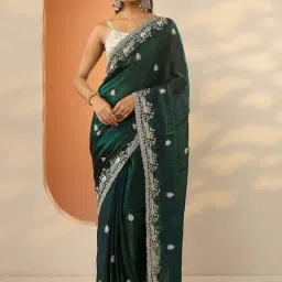 Libas Green Embroidered Saree With Unstitched Blouse-picture-47