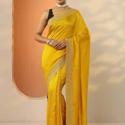 Libas Mustard Embellished Saree With Unstitched Blouse-picture-16