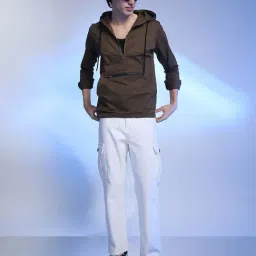 Campus Sutra Brown Regular Fit Hooded Jacket image 4