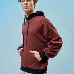 Bewakoof Men's Brown Oversized Plus Size Hoodies image 3
