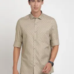 Turtle Brown Cotton Slim Fit Printed Shirt-picture-27