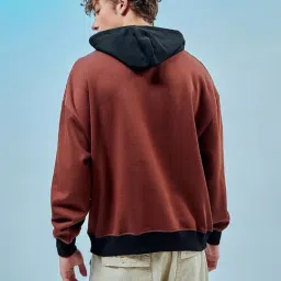Bewakoof Men's Brown Oversized Plus Size Hoodies image 2