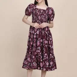 YK Puff Sleeve Crepe Formal Fit & Flare Dress-image-75