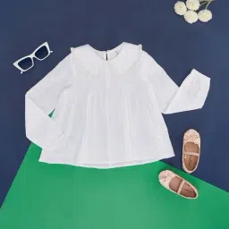 Pantaloons Junior White Cotton Regular Fit Full Sleeves Top-image-3