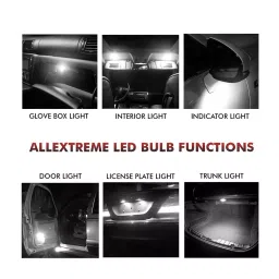 AllExtreme EXT021W Universal T10 LED Parking Light Super Bright Interior Pilot License Plate Dome Indicator Lamp Bulb for Car Bike and Motorcycle (1W, White, 2 PCS) image 5