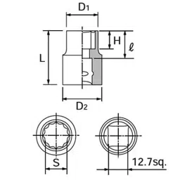 Ktc Twelve Corners Socket 12.7 mm Sq. Drive, B4-1-1/16W image 3
