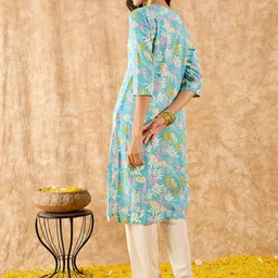 Indo Era Floral Printed Straight Kurta with Trousers image 5