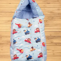 Mittenbooty Infant baby Sleeping Bag Velvet cum Wrap Ship Print-Blue-picture-10