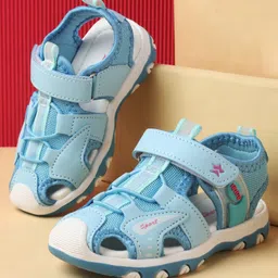 Cute Walk by Babyhug Velcro Closure Sandals With Lace Detailing - Light Blue-picture-34