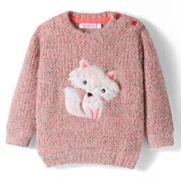 Wingsfield Full Sleeves Fox Patch Detailed Sweater - Pink-image-86
