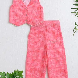 The Magic Wand Woven Sleeveless Floral Printed Top With Pocket Detailed Coordinating Palazzo Set - Pink-picture-41