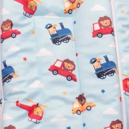 Mittenbooty Infant baby Sleeping Bag Velvet cum Wrap Ship Print-Blue image 2