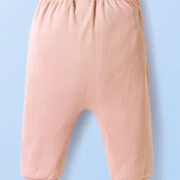 Little Kangaroos Woven Full Length Fleece Pant With Bunny Applique - Peach image 2
