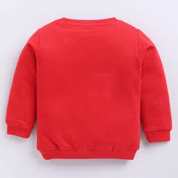 Nottie Planet Cotton Looper Knit Full Sleeves Center Of Dads Universe Text Printed Light Winter Sweatshirt - Red image 3