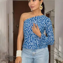 JAIPUR HAND BLOCK Women Off-Shoulder Cotton Top image 3