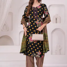 KALINI Women Floral Printed Mirror Work Kurta with Palazzos & Dupatta-image-16