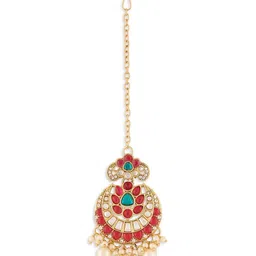 Zaveri Pearls Gold-Plated Stone-Studded & Beaded Choker Jewellery Set image 5