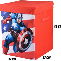 marvel by kuber Kuber Industries Captain America Toy Storage Box Laundry Basket for Toys Folding Laundry Basket Clothes Hamper with Lid & Handles Storage Basket for Bathroom 60 LTR Pack of 2 Red image 3