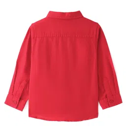 Babyhug Cotton Linen Woven Full Sleeves Solid Color  Shirt - Red image 3