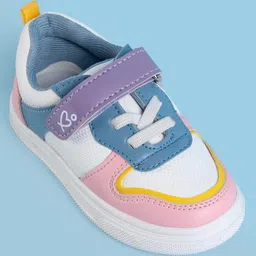 Babyoye Velcro Closure Casual Shoes- White & Pink image 3