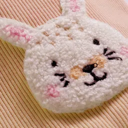 Little Kangaroos Woven Full Length Fleece Pant With Bunny Applique - Peach image 3