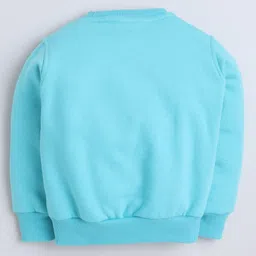 Knitting Doodles Fleece Woven Full Sleeves Mamas Boy Text Embroidered Winter Sweatshirt With Jogger Set - Turquoise image 4