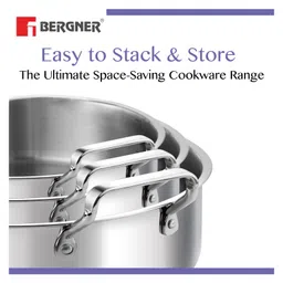 Bergner BE Bergner Essentials TriPly Stainless Steel 32 cm Shallow Biryani Pan with Stainless Steel Lid, Capacity 8.6 L, Shallow Tope/Langri for Biryani, Induction & Gas Compatible, 5-Year Warranty image 4