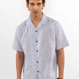 Eszett Striped Spread Collar Cotton Linen Shirt-image-40