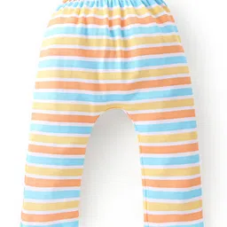 Babyhug Cotton Knee Length Diaper Pants Striped & Wild Animals Printed Pack of 3 - Yellow & Blue image 5