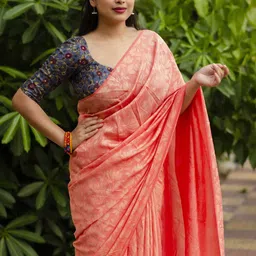 LeeliPeeri Designer Woven Design Zari Saree With Unstitched Blouse Piece image 2