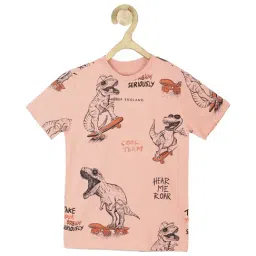 Peter England Kids Peach Printed  T-Shirt-image-78
